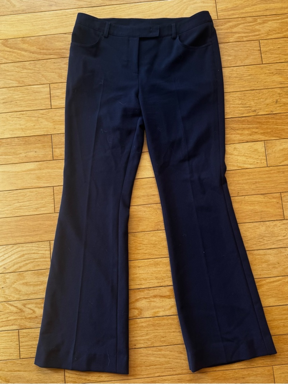 Akris Punto Navy Wool Blend Flare Pants Bootcut Trousers Minimalist Designer